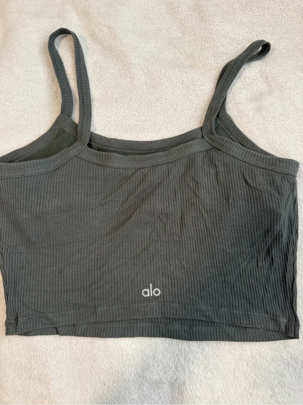 ALO Yoga Olive Green Ribbed Neck Tank